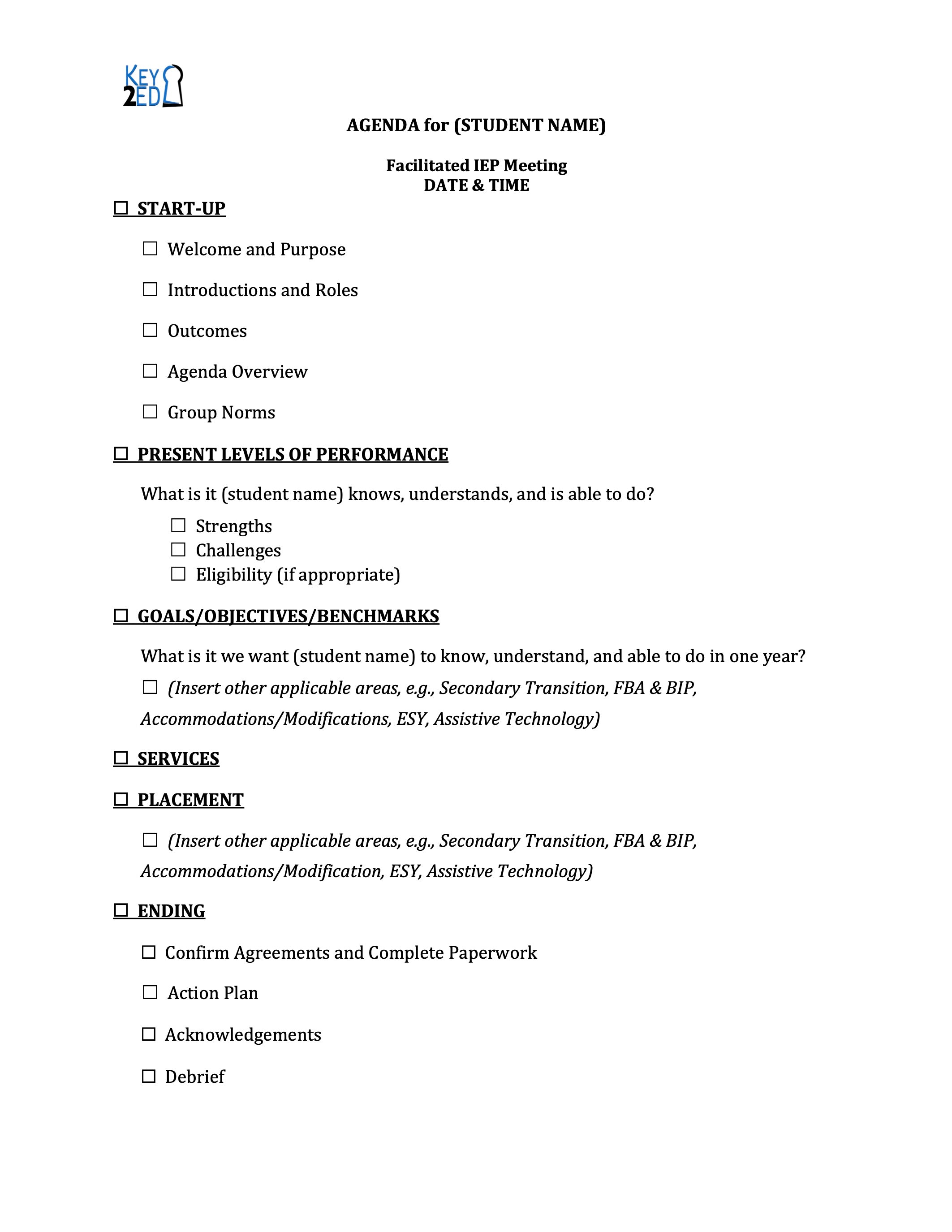 IEP Agenda Template Key2Ed IEP Agenda Template Key2Ed
